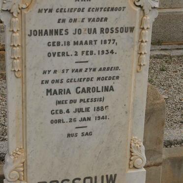 ROSSOUW Johannes Jozua 1877-1934 &amp; Maria Carolina DU PLESSIS 1885-1941
