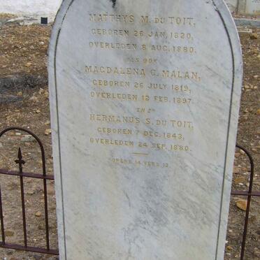 TOIT Matthys M., du 1820-1880 &amp; Magdalena C. MALAN 1819-1897 :: DU TOIT Hermanus S. 1843-1880