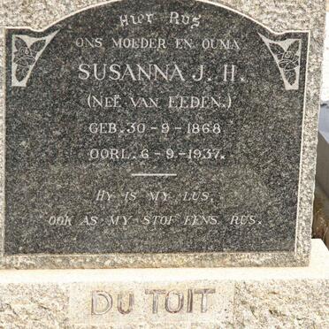 TOIT Susanna J.H. nee VAN EEDEN 1868-1937