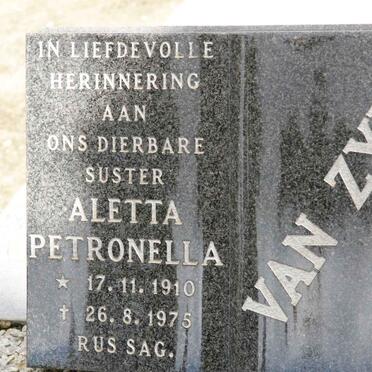 ZYL Aletta Petronella, van 1910-1975