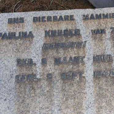 ZYL Paulina Kruger, van nee ROSSOUW 1900-1948