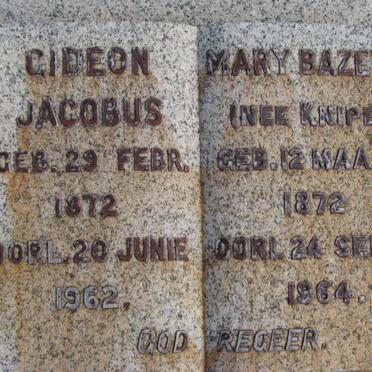 EEDEN Gideon Jacobus, van 1872-1962 &amp; Mary Bazeth KNIPE 1872-1964