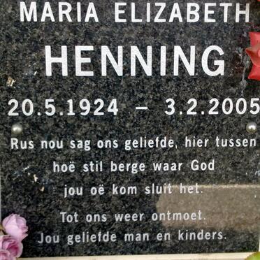 HENNING Maria Elizabeth 1924-2005