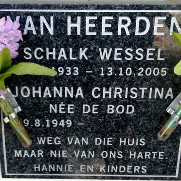 HEERDEN Schalk Wessel 1933-2005 &amp; Johanna Christina DE BOD 1949-