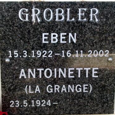 GROBLER Eben 1922-2002 &amp; Antoinette LA GRANGE 1924-