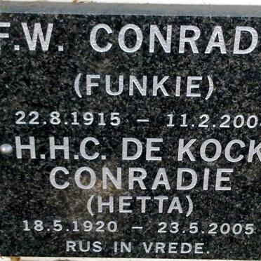 CONRADIE F.W. 1915-2004 &amp; H.H.C. DE KOCK 1920-2005