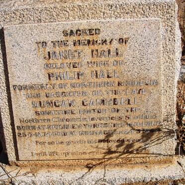 HALL Janet nee CAMPBELL 1874-1944