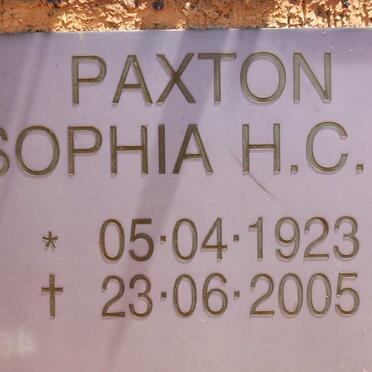 PAXTON Sophia H.C.M. 1923-2005