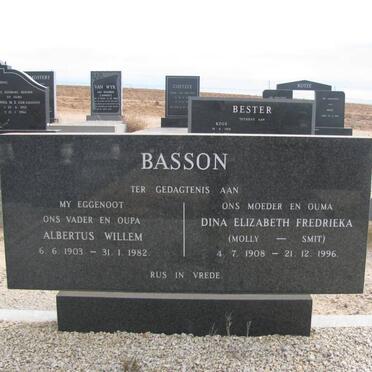 BASSON Albertus Willem 1903-1982 &amp; Dina Elizabeth Fredrieka SMIT 1908-1996