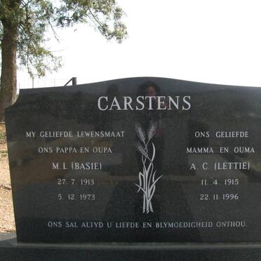 CARSTENS M.L. 1913-1973 &amp; A.C. 1915-1996
