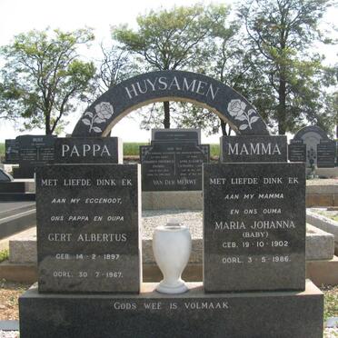 HUYSAMEN Gert Albertus 1897-1967 &amp; Maria Johanna 1902-1986