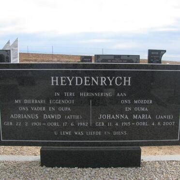 HEYDENRYCH Adrianus Dawid 1901-1982 &amp; Johanna Maria 1915-2007
