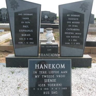 HANEKOM Paul Stephanus Marais 1911-1992 &amp; Catharina Helena WARNICH 1916-1975 &amp; Sienie TOERIEN 1916-1989