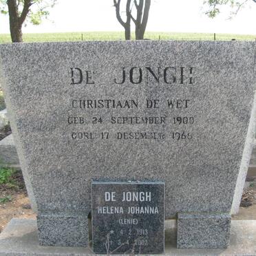 JONGH Christiaan de Wet, de 1900-1968 &amp; Helena Johanna 1913-2002