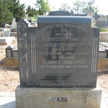 KOTZE Albert Johannes 1889-1970 &amp; Huibrecht Hester Johanna KOTZE 1893-1959