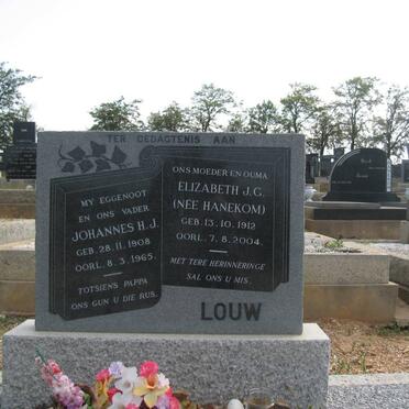 LOUW Johannes H.J 1908-1965 &amp; Elizabeth J.G. HANEKOM 1912-2004