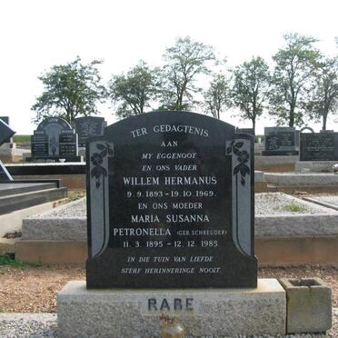 RABE Willem Hermanus 1893-1969 &amp; Maria Susanna Petronella SCHREUDER 1895-1985