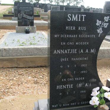 SMIT H.A.1916- &amp; A.A.M HANEKOM 1922-1990