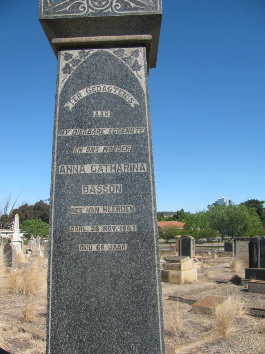 BASSON Albertus Willem 1874-1946 &amp; Anna Catharina van HEERDEN 1943