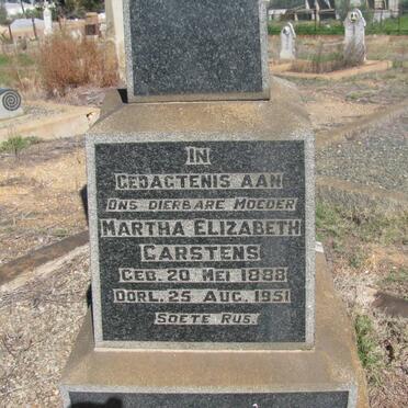 CARSTENS Theunis H. 1867-1927 &amp; Martha Elizabeth 1881-1951