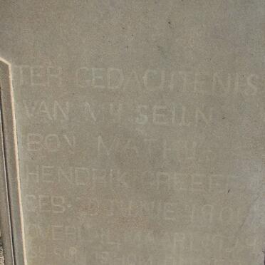 GREEFF Matthys Hendrik 190?-1929