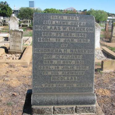 HANEKOM Nicolaas W. 1846-1896 &amp; Hendriena H. DE VILLIERS 1851-1935 :: HANEKOM Nicolaas