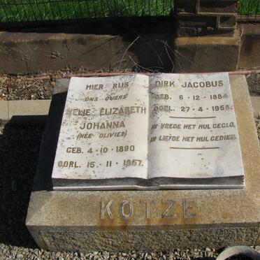 KOTZE Dirk Jacobus 1884-1958 &amp; Helie Elizabeth Johanna OLIVIER 1890-1957
