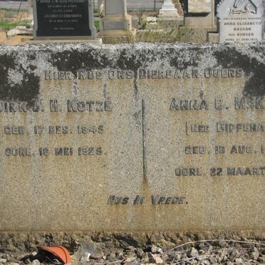 KOTZE Dirk J.H. 1845-1925 &amp; Anna C.M. DIPPENAAR 1856-1929