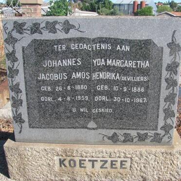 KOETZEE Johannes Jacobus Amos 1880-1959 &amp; Yda Margaretha Hendrika DE VILLIERS 1886-1967