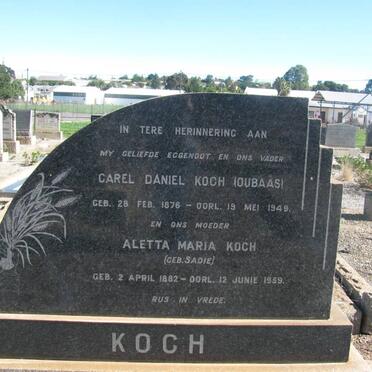 KOCH Carel Daniel 1876-1949 &amp; Aletta Maria SADIE 1882-1959