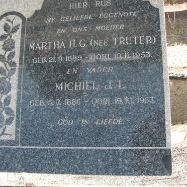 SLABBER Michiel J.L 1886-1963 &amp; Martha H.G. TRUTER 1889-1953