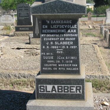 SLABBER J.H. 1880-1937 &amp; Susie BRINK -1978