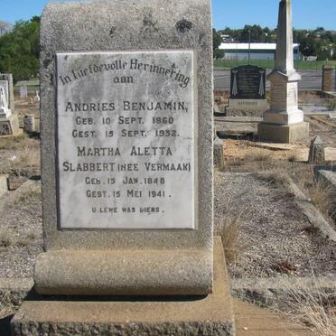 SLABBERT Andries Benjamin 1860-1932 &amp; Martha Aletta VERMAAK 1848-1941