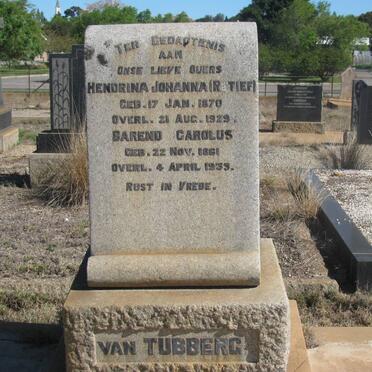 TUBBERGH Barend Carolus, van 1861-1933 &amp; Hendrina Johanna RETIEF 1870-1929
