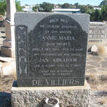 VILLIERS Jan Abraham, de 1906-1987 &amp; Anna Maria DRURY -1954