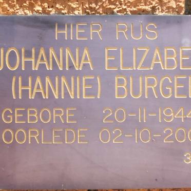 BURGER Johanna Elizabeth 1944-2003