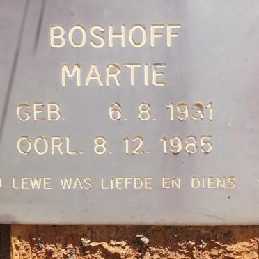 BOSHOFF Martie 1931-1985