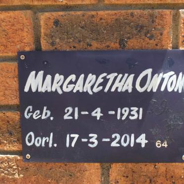 ONTONG Margaretha 1931-2014