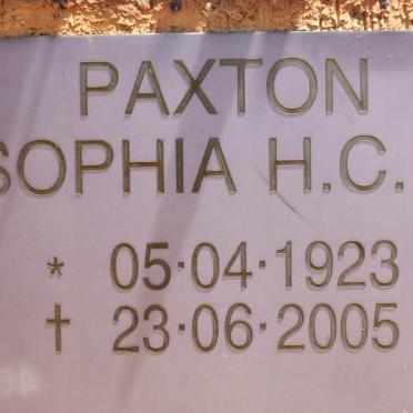 PAXTON Sophia H.C.M. 1923-2005