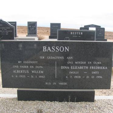 BASSON Albertus Willem 1903-1982 &amp; Dina Elizabeth Fredrieka SMIT 1908-1996