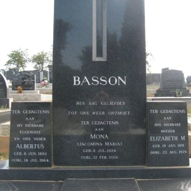 BASSON Albertus 1892-1964 &amp; Elizabeth M. 1891-1979 :: Jacomina Maria 1924-2001