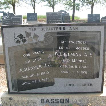 BASSON Johannes J.J. 1903-1985 &amp; Wilhelmina A.E. V.D. MERWE 1900-1971