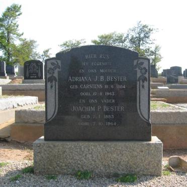 BESTER Joachim P. 1883-1964 &amp; Adriana J.B. CARSTENS 1884-1963