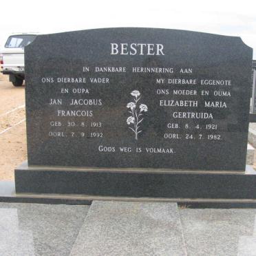 BESTER Jan Jacobus Francois 1913-1992 &amp; Elizabeth Maria Gertruida 1921-1982
