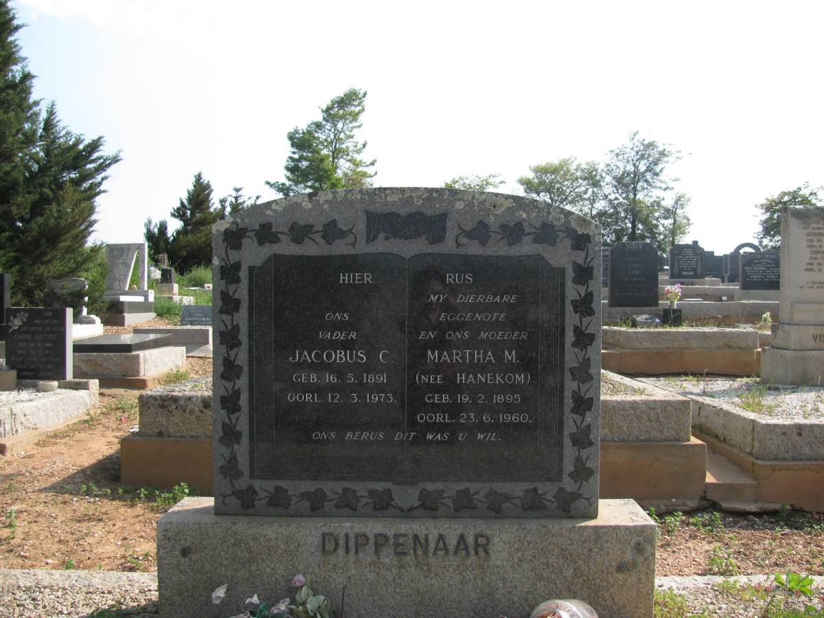 DIPPENAAR Jacobus C. 1891-1973 &amp; Martha M. HANEKOM 1895-1960