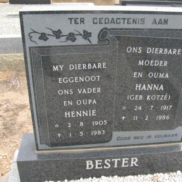 KOTZE Hennie 1905-1983 &amp; Hanna KOTZÉ 1917-1986
