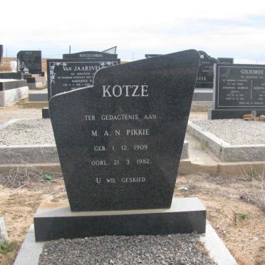 KOTZÉ M.A.N 1909-1982