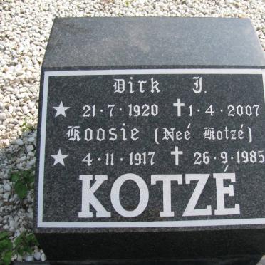 KOTZE Dirk J.1920-2007 &amp; Koosie KOTZE 1917-1985