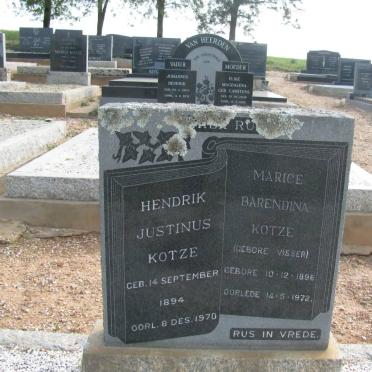 KOTZE Hendrik Justinus 1894-1970 &amp; Marice Barendina VISSER 1896-1972
