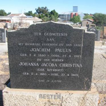 BESTER Joachim Paulus 1880-1967 &amp; Johanna Jacoba Christina KITSHOFF 1880-1969